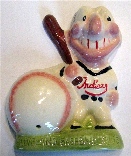 50's CLEVELAND INDIANS CHIEF WAHOO WALL PLAQUE/STRING DISPENSER