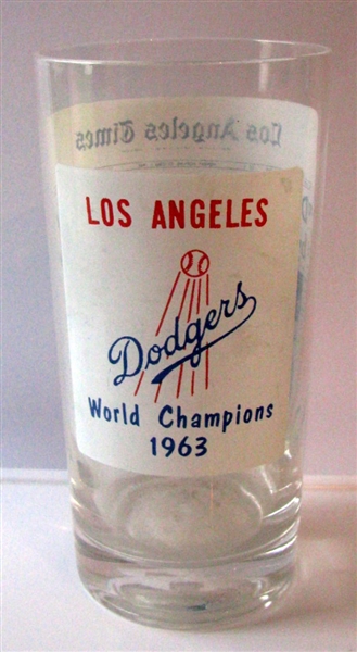 1963 LOS ANGELES DODGERS WORLD CHAMPIONS GLASS