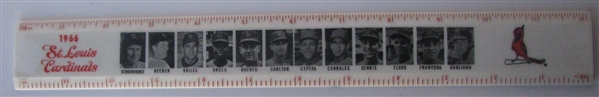 1966 ST. LOUIS CARDINALS RULER w/PLAYER PICTURES