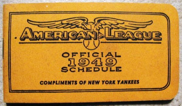 1949 AMERICAN LEAGUE POCKET SCHEDULE BOOKLET - YANKEES ISSUE