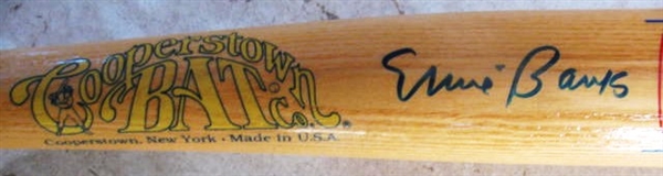 ERNIE BANKS SIGNED COOPERSTOWN PICTURE BASEBALL BAT w/COOPERSTOWN COA