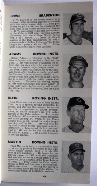 1973 CHICAGO CUBS MEDIA GUIDE