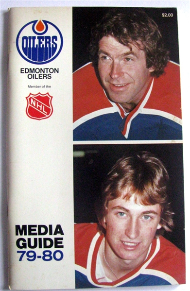 1979/80 EDMONTON OILERS MEDIA GUIDE - GRETZKY COVER - 1st YEAR NHL