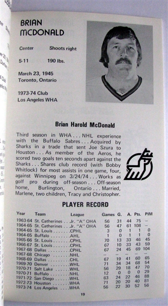 1974/75 MICHIGAN STAGS WHA MEDIA GUIDE - ONLY YEAR!