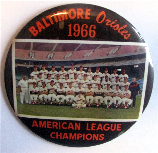 1966 BALTIMORE ORIOLES AMERICAN LEAGUE CHAMPIONS TEAM PHOTO PIN - LARGE SIZE