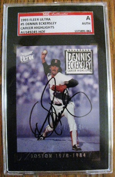 DENNIS ECKERSLEY SIGNED BASEBALL CARD - SGC SLABBED & AUTHENTICATED