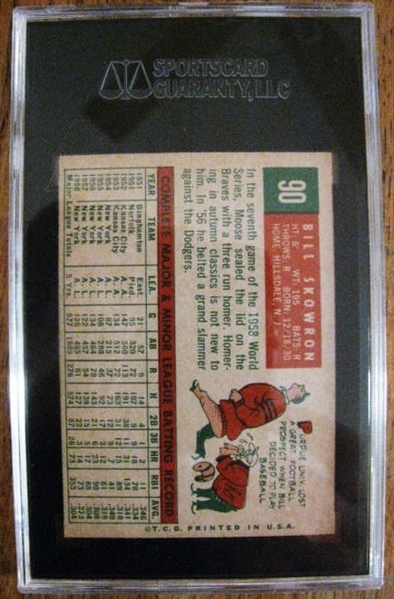 1959 TOPPS BILL MOOSE SKOWRON SIGNED BASEBALL CARD - SGC SLABBED & AUTHENTICATED