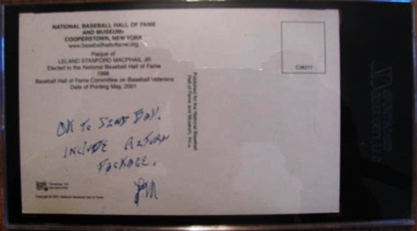 LEE MACPHAIL SIGNED 3X5 INDEX CARD - SGC SLABBED & AUTHENTICATED