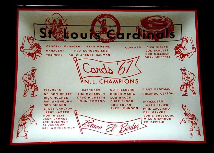 1967 ST. LOUIS CARDINALS NL CHAMPIONS ASHTRAY w/ROGER MARIS