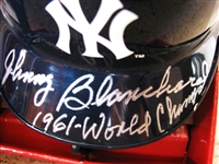 JOHNNY BLANCHARD 1961 WORLD CHAMPS SIGNED NY YANKEES MINI BATTING HELMET w/SGC COA