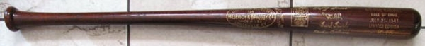 1947 BASEBALL HOF BAT w/COCHRANE-FRISCH-GROVE & HUBBELL
