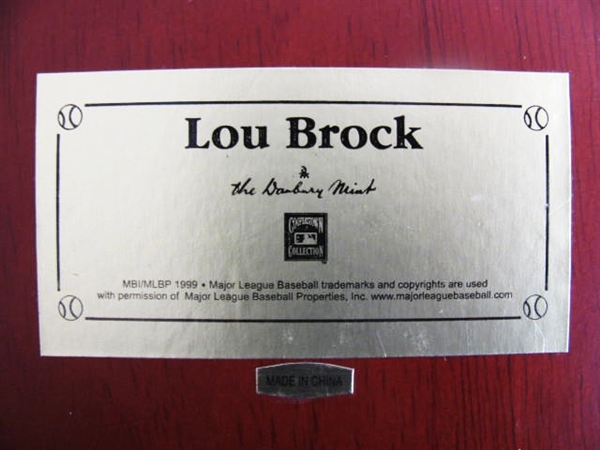LOU BROCK HOF 85 SIGNED DANBURY MINT STATUE w/TRI-STAR