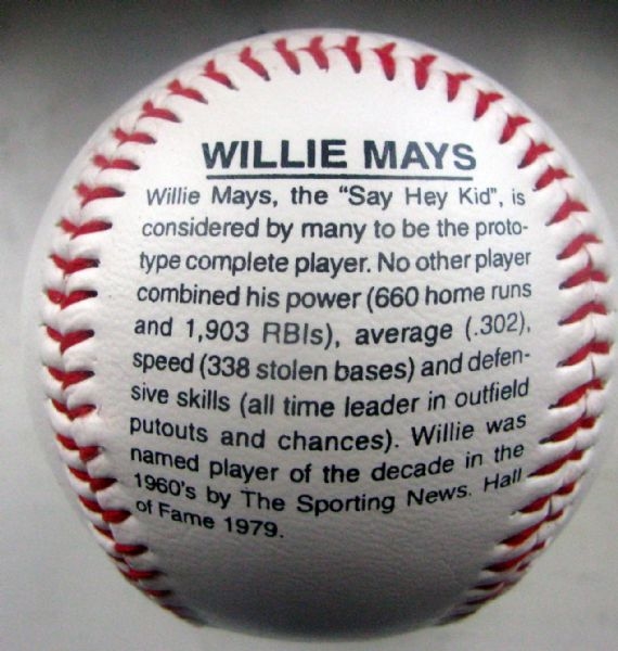 WILLIE MAYS SIGNED LIMITED EDITION PICTURE BASEBALL w/JSA COA