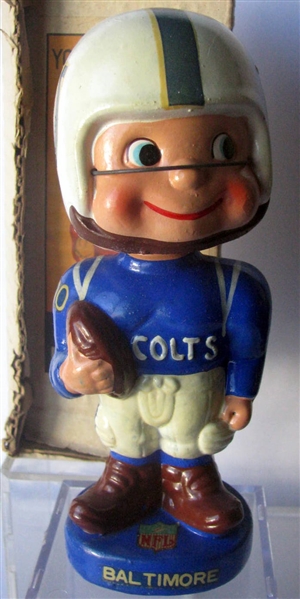 60's BALTIMORE COLTS TOES-UP TYPE 1 BOBBING HEAD w/BOX