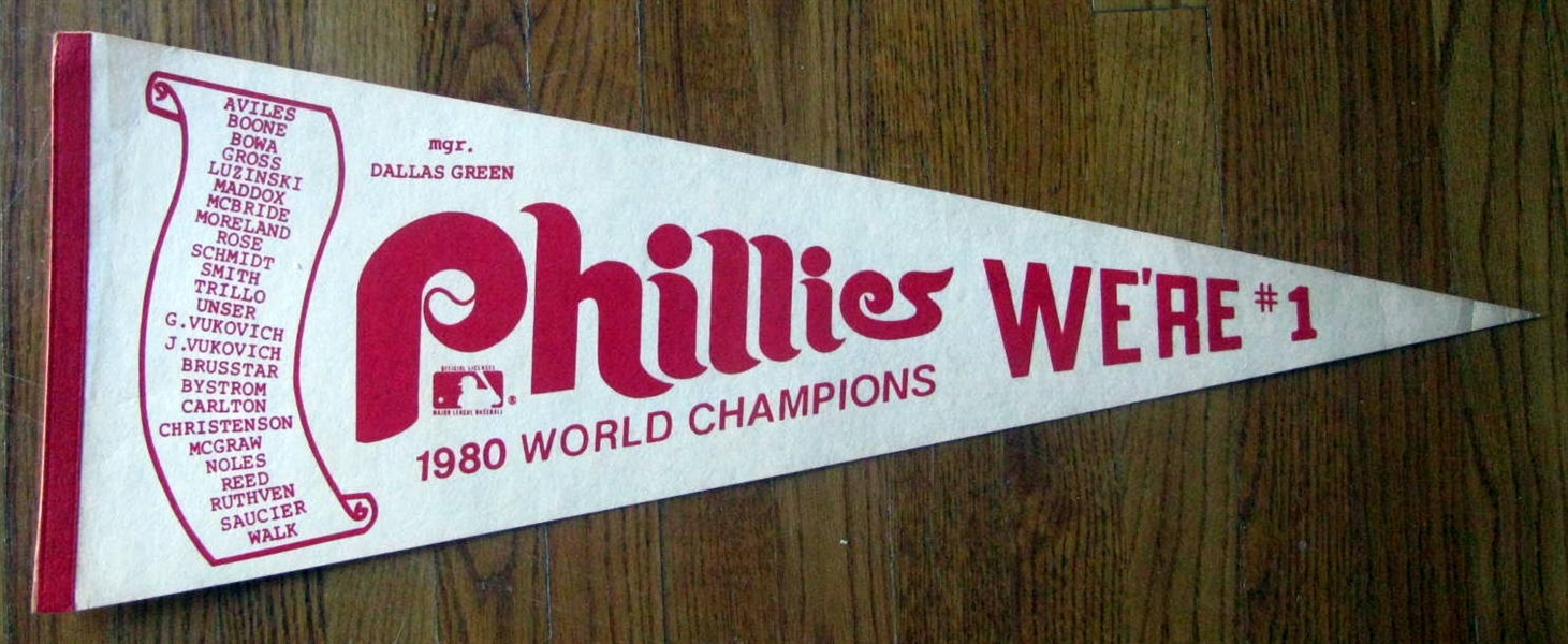 1980 PHILADELPHIA PHILLIES WORLD CHAMPIONS PENNANT