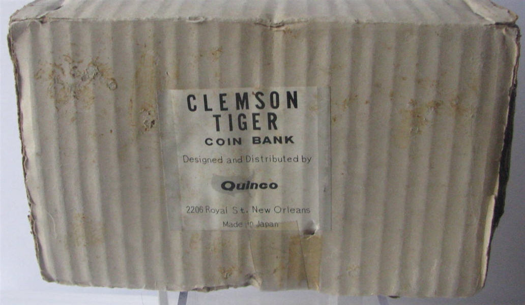 60's CLEMSON TIGERS QUINCO MASCOT BANK w/BOX