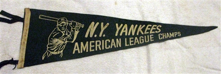 30s NEW YORK YANKEES "AMERICAN LEAGUE CHAMPIONS" PENNANT - RARE!