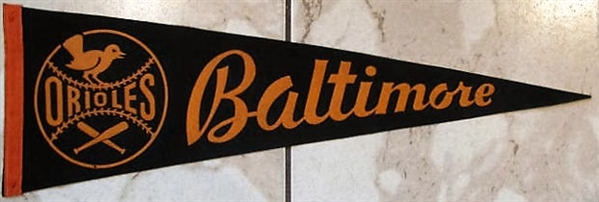50's BALTIMORE ORIOLES 3/4 PENNANT