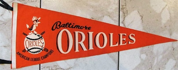 1966 BALTIMORE ORIOLES AMERICAN LEAGUE CHAMPIONS FULL SIZE PENNANT