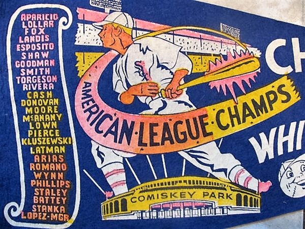 1959 CHICAGO WHITE SOX AMERICAN LEAGUE CHAMPS TEAM SCROLL FULL SIZE PENNANT