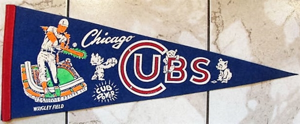 50's CHICAGO CUBS CUB POWER FULL SIZE PENNANT