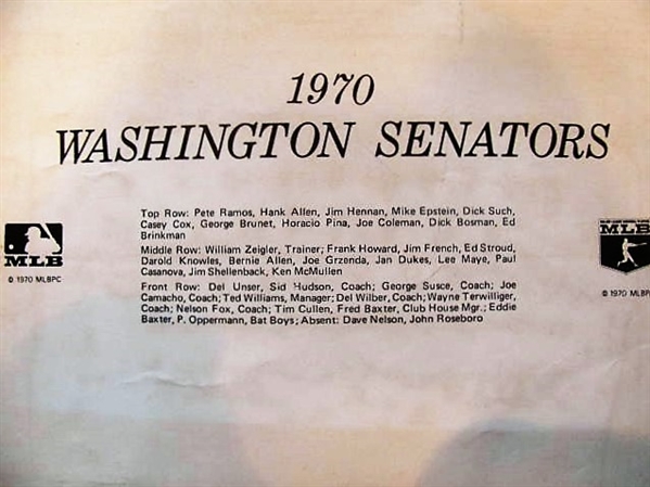 1970 WASHINGTON SENATORS FULL SIZE TEAM PICTURE PENNANT 