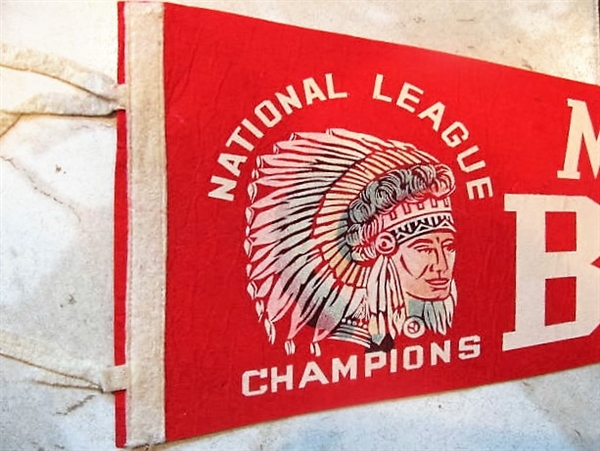 50's MILWAUKEE BRAVES NATIONAL LEAGUE CHAMPIONS 3/4 SIZE PENNANT