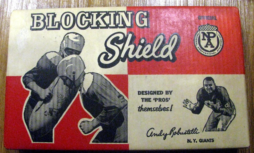VINTAGE 60's ANDY ROBUSTELLI N.Y. GIANTS BLOCKING SHIELD w/BOX