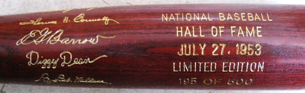 1953 BASEBALL HOF BAT w/ BENDER - WALLACE - BARROW - WRIGHT - CONNOLLY & KLEMBEING
