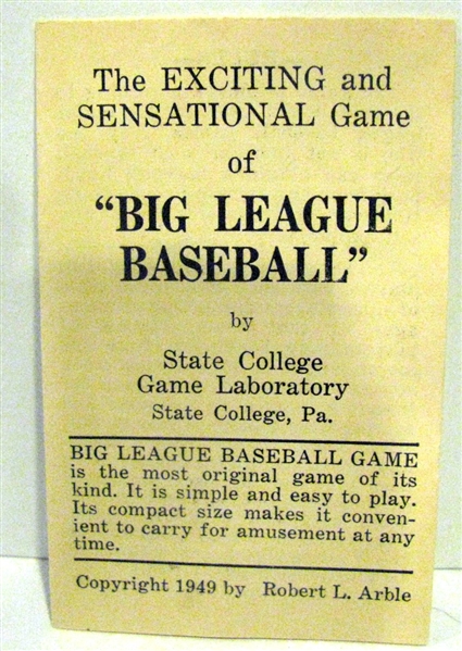 1949 BIG LEAGUE BASE BALL CARD GAME w/BOX