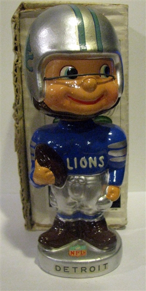 60's DETROIT LIONS TYPE 1 TOES-UP BOBBING HEAD w/BOX