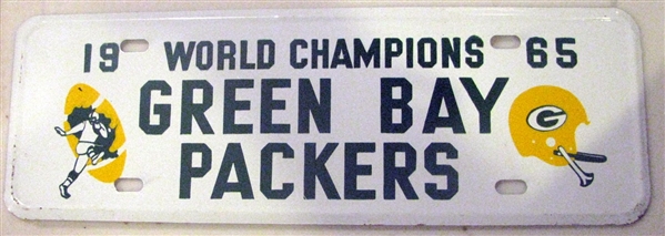 1965 GREEN BAY PACKERS WORLD CHAMPIONS LICENSE PLATE