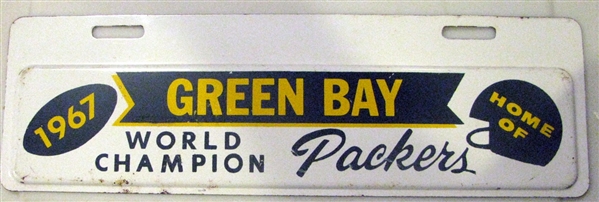 1967 GREEN BAY PACKERS 'WORLD CHAMPION LICENSE PLATE