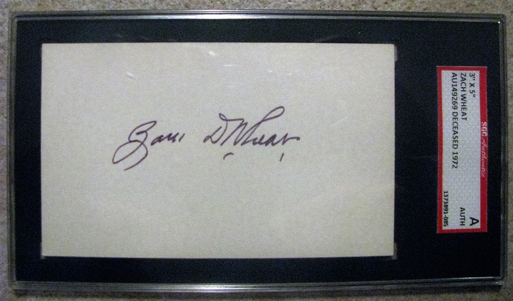 ZACK WHEAT SIGNED 3X5 INDEX CARD - SGC SLABBED & AUTHENTICATED