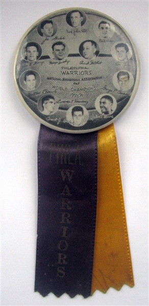 1955/56 PHILADELPHIA WARRIORS WORLD CHAMPIONS PIN w/PLAYER PHOTOS