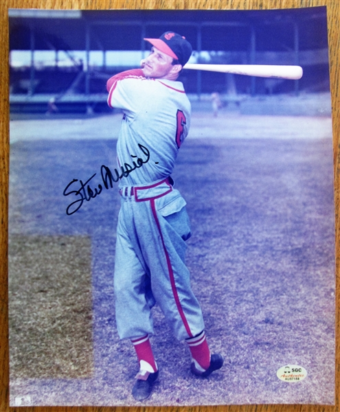 STAN MUSIAL SIGNED COLOR PHOTO w/SGC COA