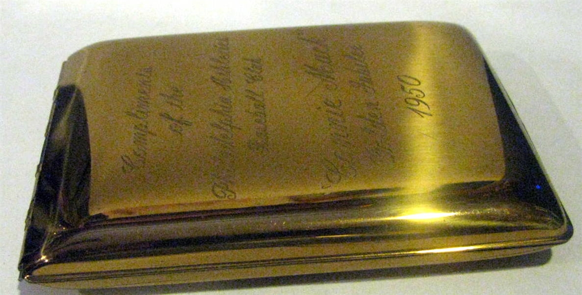 1950 PHILADELPHIA ATHLETICS CONNIE MACK GOLDEN JUBILEE CIGARETTE CASE