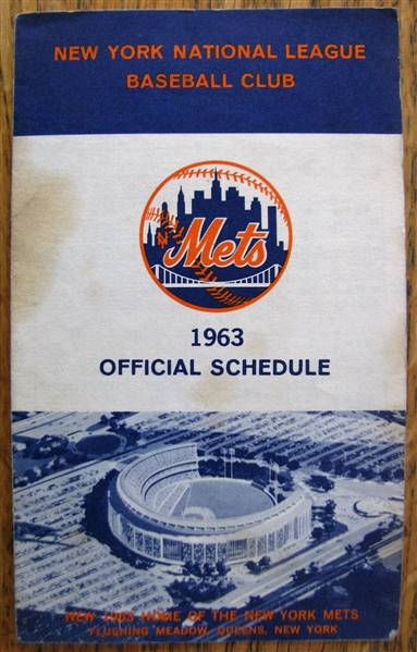 1963 NEW YORK METS OFFICIAL SCHEDULE - 2nd SEASON POLO GROUNDS
