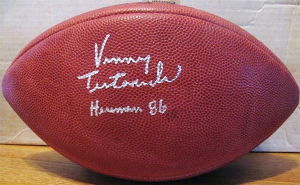 VINNY TESTAVERDE HEISMAN 86 SIGNED FOOTBALL w/ PSA AUTHENTICATION
