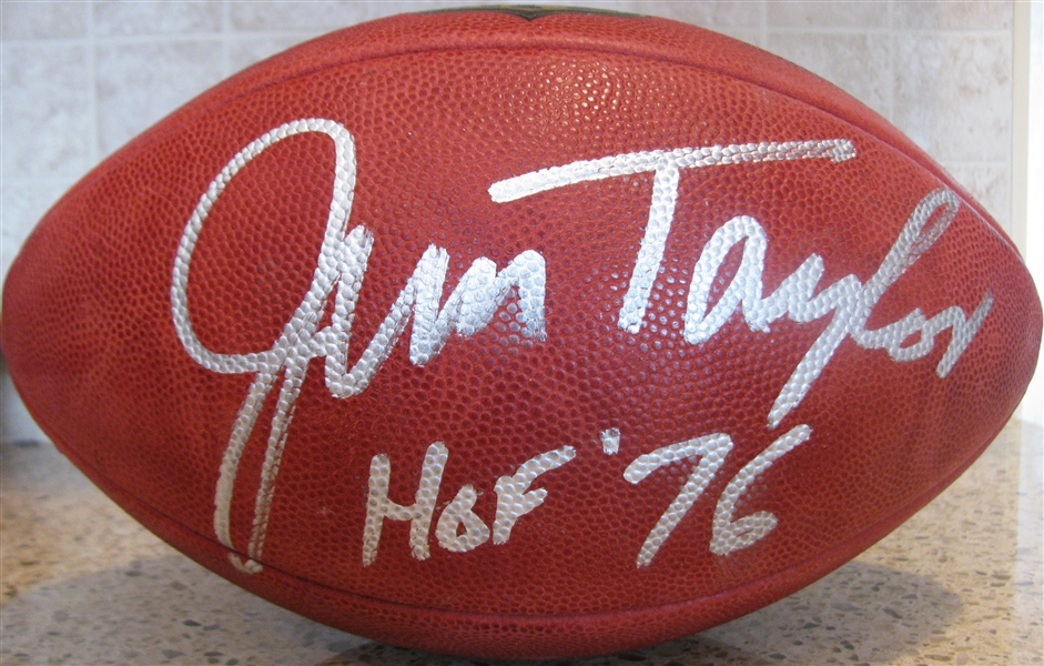 JIM TAYLOR HOF 76 SIGNED FOOTBALL w/TRISTAR  