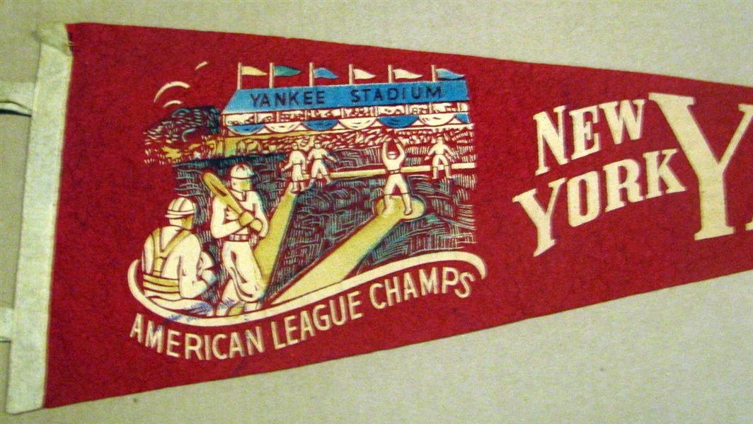 30's NEW YORK YANKEES AMERICAN LEAGUE CHAMPIONS 3/4 SIZE PENNANT