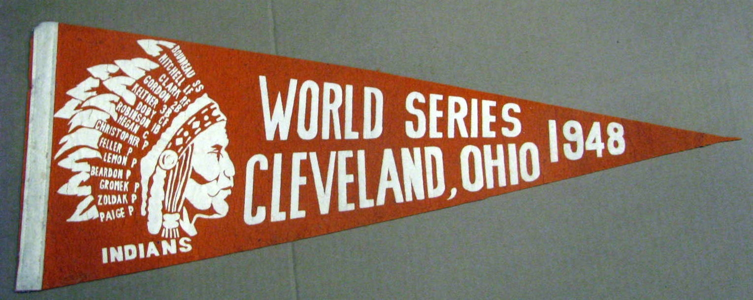 1948 WORLD SERIES PENNANT - INDIANS ISSUE w/PLAYERS NAMES - RARE!