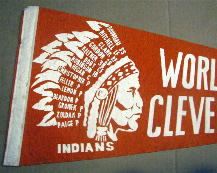 1948 WORLD SERIES PENNANT - INDIANS ISSUE w/PLAYERS NAMES - RARE!