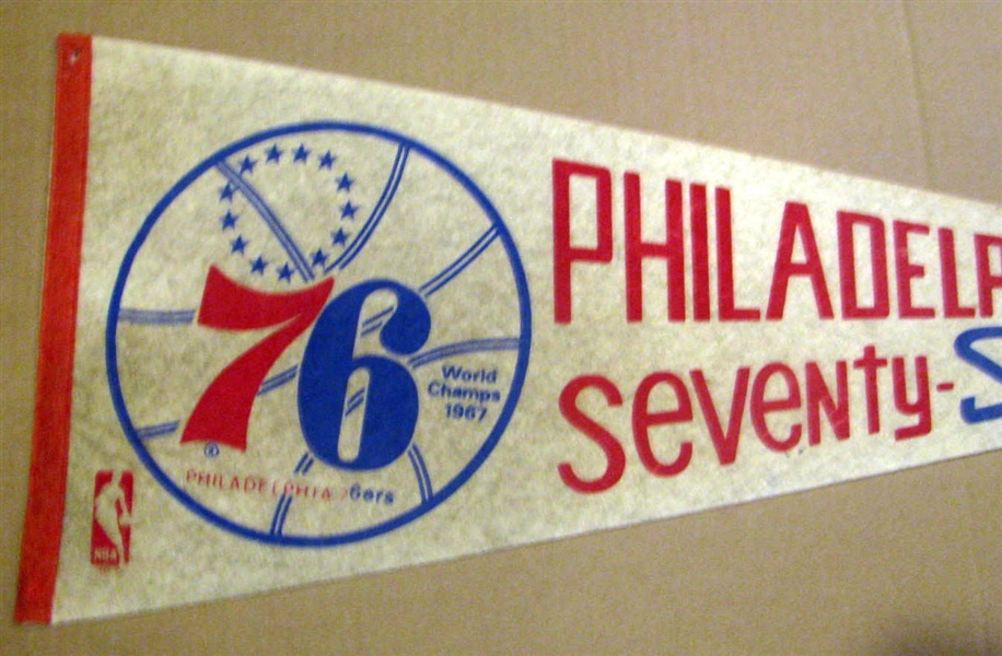 1967 PHILADELPHIA SEVENTY-SIXERS WORLD CHAMPS PENNANT