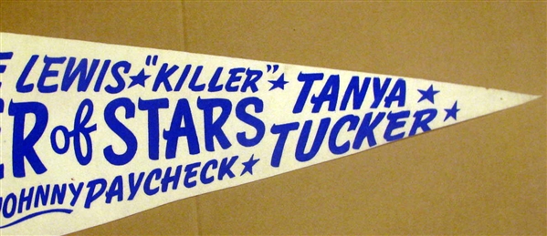VINTAGE SHOWER OF STARS CONCERT PENNANT - w/JERRY LEE LEWIS & TANYA TUCKER
