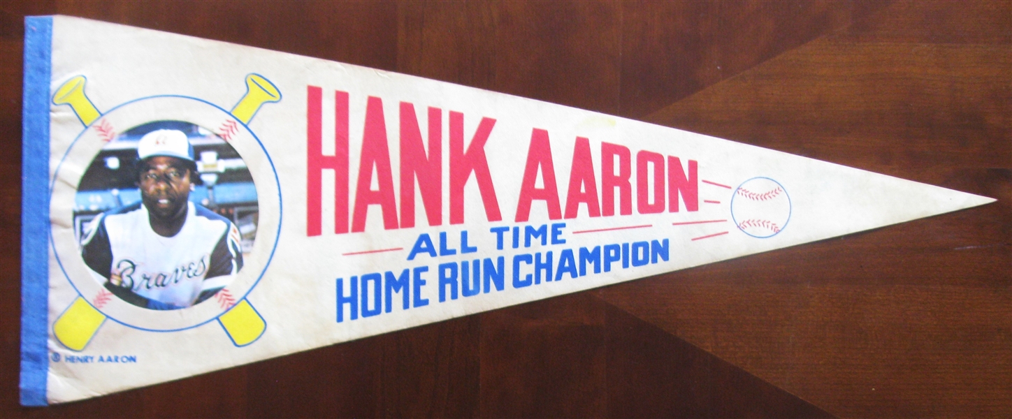 1974 HANK AARON ALL TIME HOME RUN CHAMPION PHOTO PENNANT