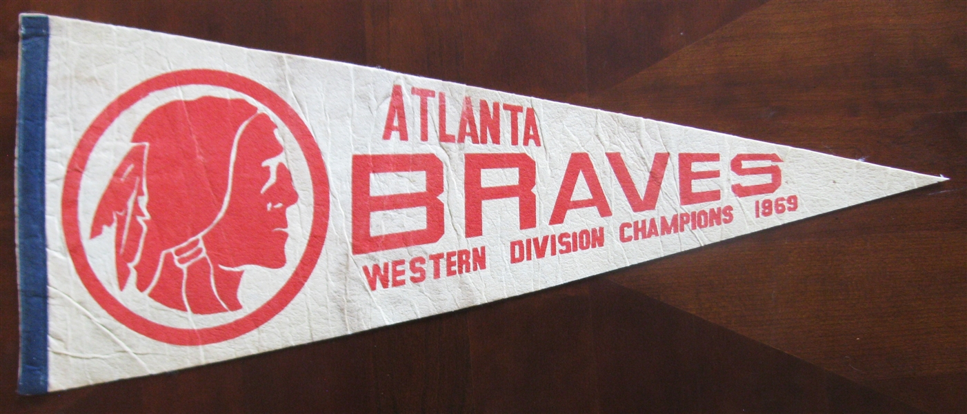 1969 ATLANTA BRAVES WESTERN DIVISION CHAMPIONS BASEBALL PENNANT