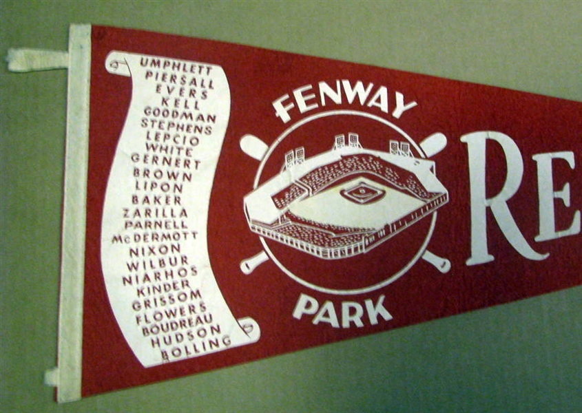 1953 BOSTON RED SOX PENNANT w/PLAYERS NAMES - NO WILLIAMS - HTF
