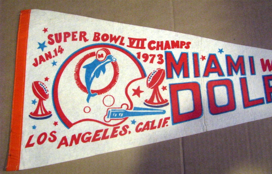 1973 MIAMI DOLPHINS SUPER BOWL CHAMPS PENNANT