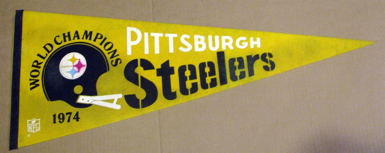 1974 PITTSBURGH STEELERS WORLD CHAMPIONS PENNANT